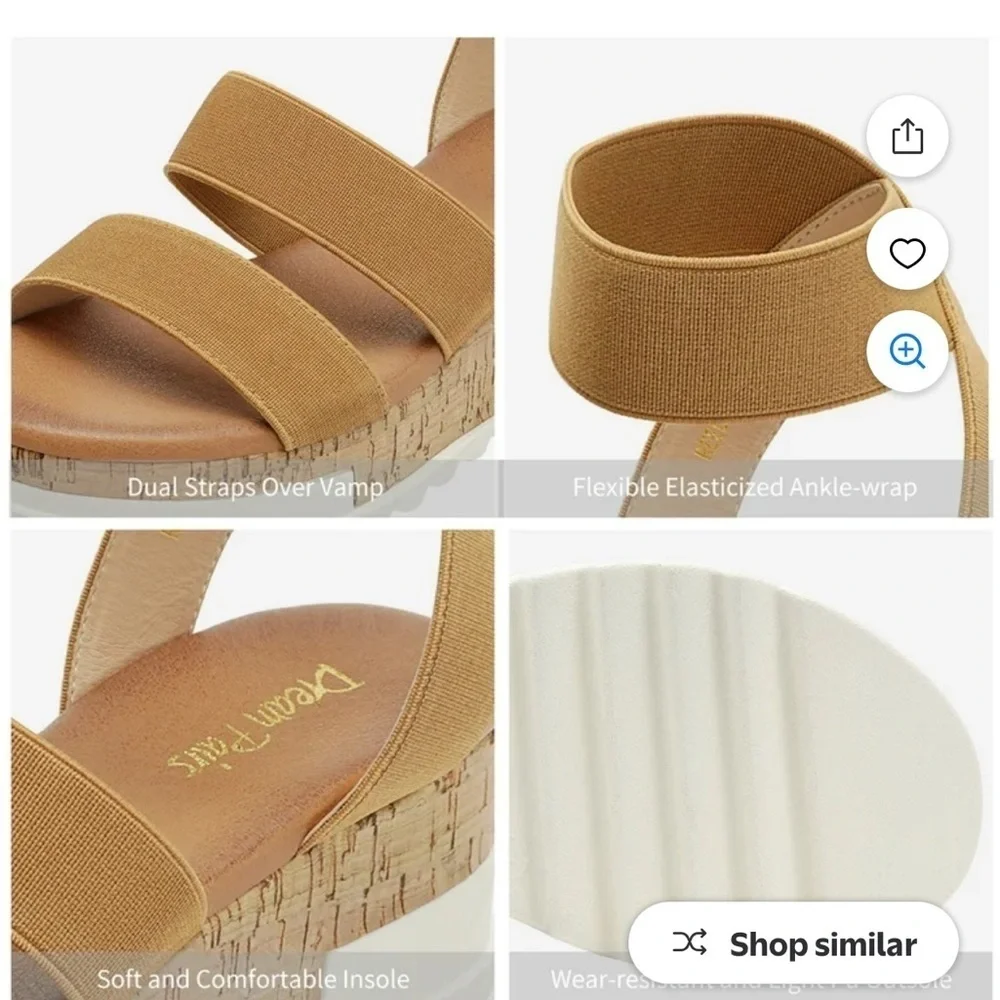 Open toe ankle strap casual platform espadrilles wedge sandals